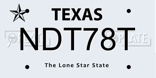 NDT78T Texas License Plate
