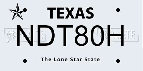 NDT80H Texas License Plate