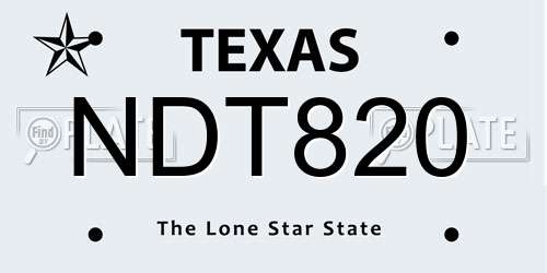 NDT820 Texas License Plate