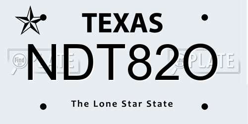 NDT82O Texas License Plate