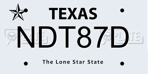 NDT87D Texas License Plate