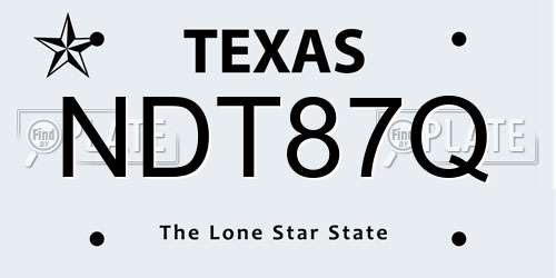 NDT87Q Texas License Plate