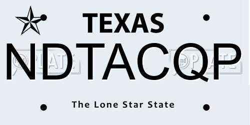 NDTACQP Texas License Plate