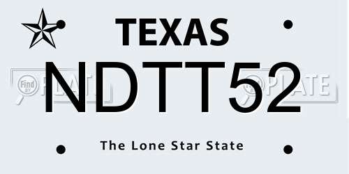 NDTT52 Texas License Plate