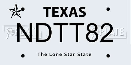 NDTT82 Texas License Plate