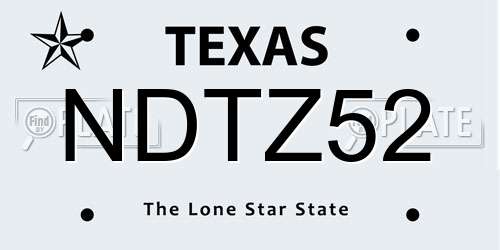 NDTZ52 Texas License Plate