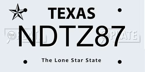 NDTZ87 Texas License Plate
