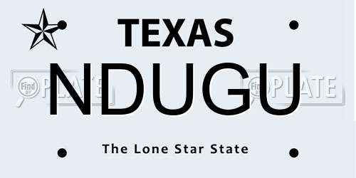 NDUGU Texas License Plate