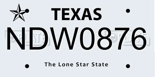 NDW0876 Texas License Plate