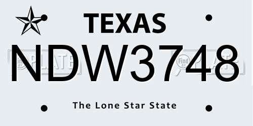 NDW3748 Texas License Plate