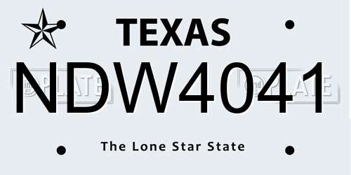NDW4041 Texas License Plate