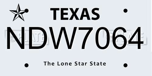 NDW7064 Texas License Plate