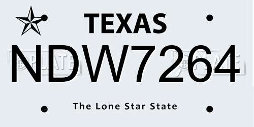 NDW7264 Texas License Plate