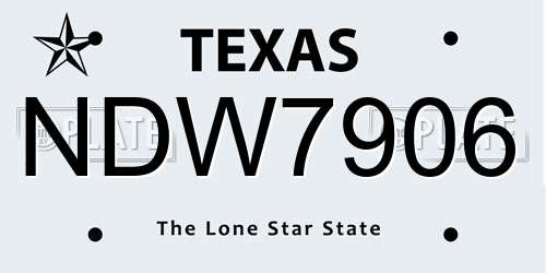 NDW7906 Texas License Plate