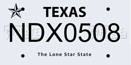 NDX0508 Texas License Plate