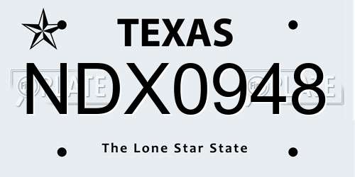 NDX0948 Texas License Plate