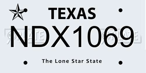 NDX1069 Texas License Plate