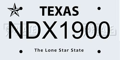 NDX1900 Texas License Plate