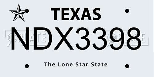 NDX3398 Texas License Plate