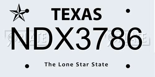 NDX3786 Texas License Plate