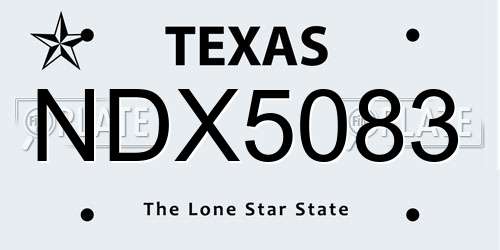 NDX5083 Texas License Plate