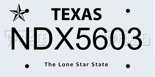 NDX5603 Texas License Plate