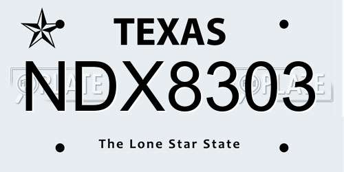 NDX8303 Texas License Plate
