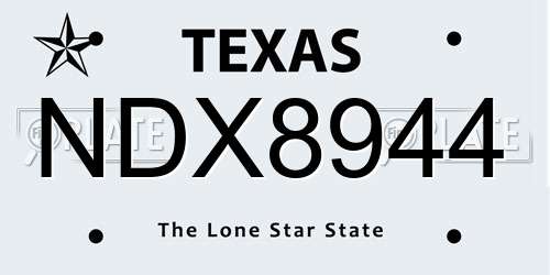 NDX8944 Texas License Plate