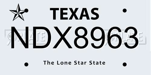 NDX8963 Texas License Plate