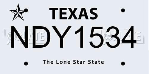 NDY1534 Texas License Plate