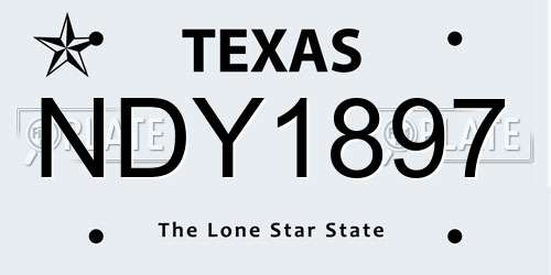 NDY1897 Texas License Plate
