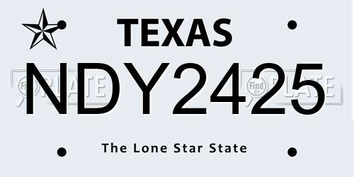NDY2425 Texas License Plate