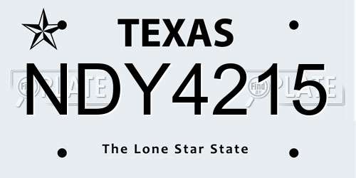 NDY4215 Texas License Plate