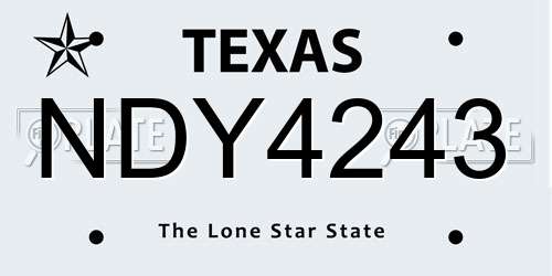 NDY4243 Texas License Plate