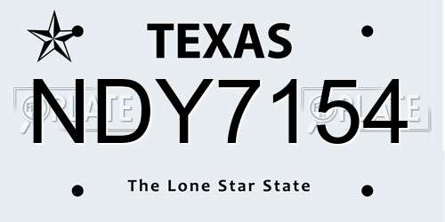 NDY7154 Texas License Plate
