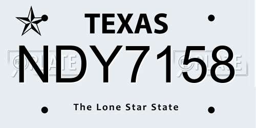 NDY7158 Texas License Plate
