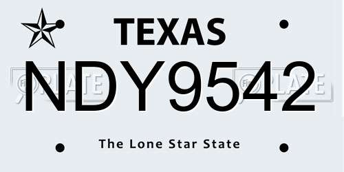 NDY9542 Texas License Plate