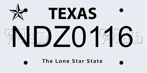 NDZ0116 Texas License Plate