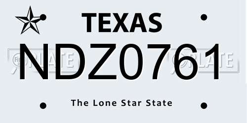 NDZ0761 Texas License Plate