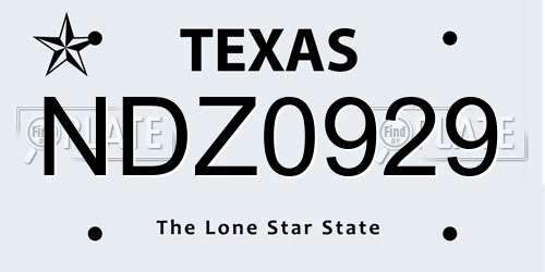 NDZ0929 Texas License Plate