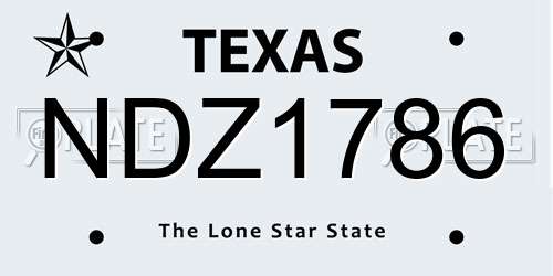 NDZ1786 Texas License Plate