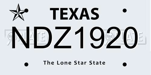 NDZ1920 Texas License Plate