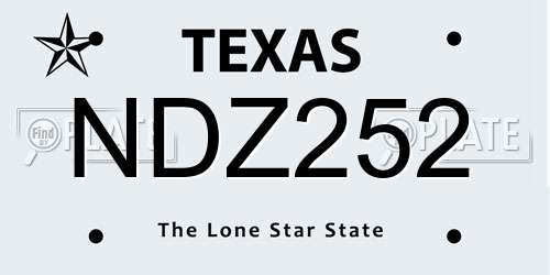 NDZ252 Texas License Plate