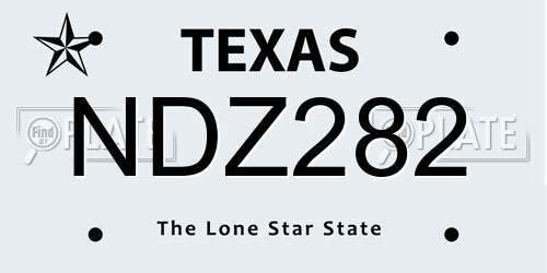 NDZ282 Texas License Plate