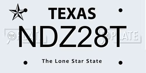 NDZ28T Texas License Plate