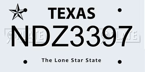 NDZ3397 Texas License Plate