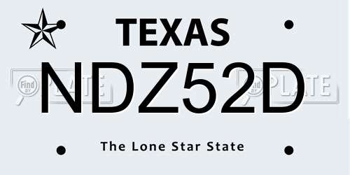 NDZ52D Texas License Plate