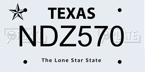 NDZ570 Texas License Plate