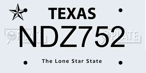 NDZ752 Texas License Plate