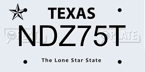 NDZ75T Texas License Plate